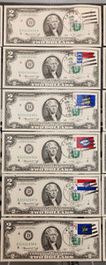 Lot of (24) Consecutive 1976 US 2 Dollars Bill First Day of Issue PO Stamped Akron OH Unc.