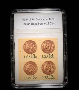 Issued 1978 -US Stamps SC# 1734 Indian Head Penny Block of Four 13c MNH