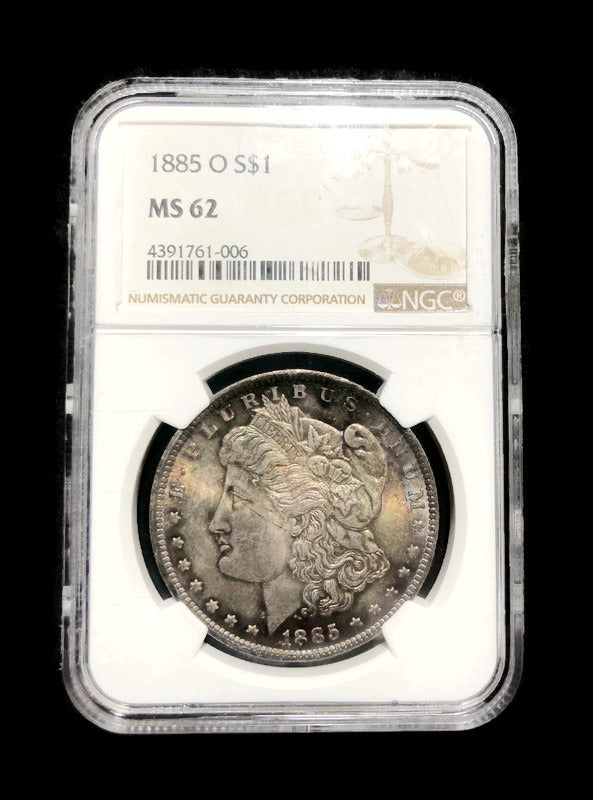 1885 $1 MORGAN SILVER DOLLAR NATURAL TONED BEAUTY NGC MS62-RARE