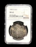 1885 $1 MORGAN SILVER DOLLAR NATURAL TONED BEAUTY NGC MS62-RARE