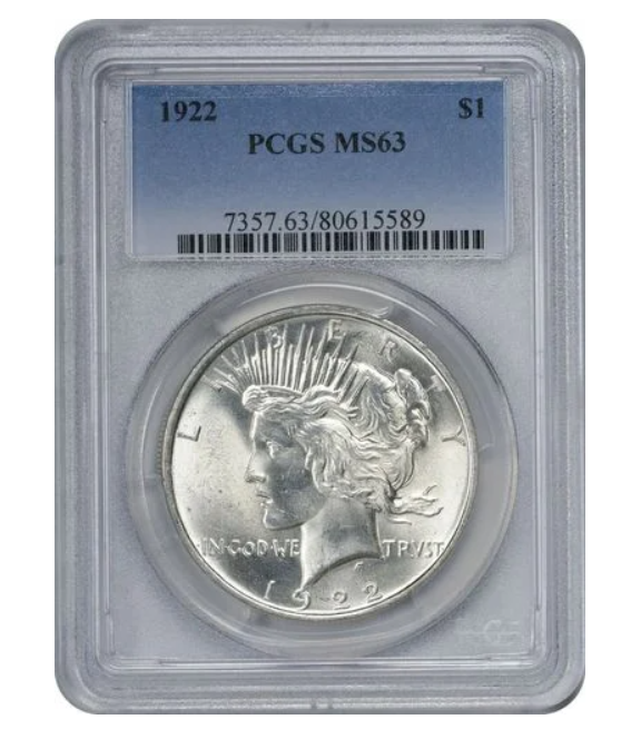 1922 Silver Peace Dollar US Mint (MS63-BU) PCGS *RANDOM* -Rare