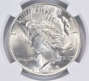 1923 MS BU Unc Peace Silver Dollar NGC Flag 100th Ann Label