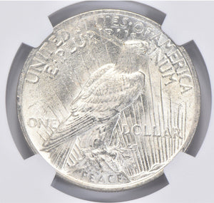 1923 MS BU Unc Peace Silver Dollar NGC Flag 100th Ann Label