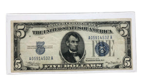 (1) GENUINE 1934-A,C or D  $5 SILVER CERTIFICATE BLUE SEAL Better Grade F/VF