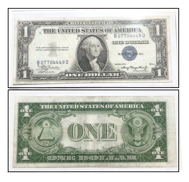 1935 A-G  -$1 Silver Certificate Blue seal, No Motto , Nice Circulated VG or Better