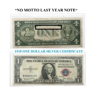 (1) 1935 A-F  $1 Silver Certificate, Blue Seal, No Motto High Grade AU/BU