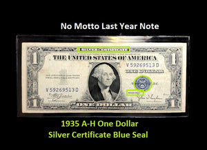 1935 A-G  -$1 Silver Certificate Blue seal, No Motto , Nice Circulated VG or Better