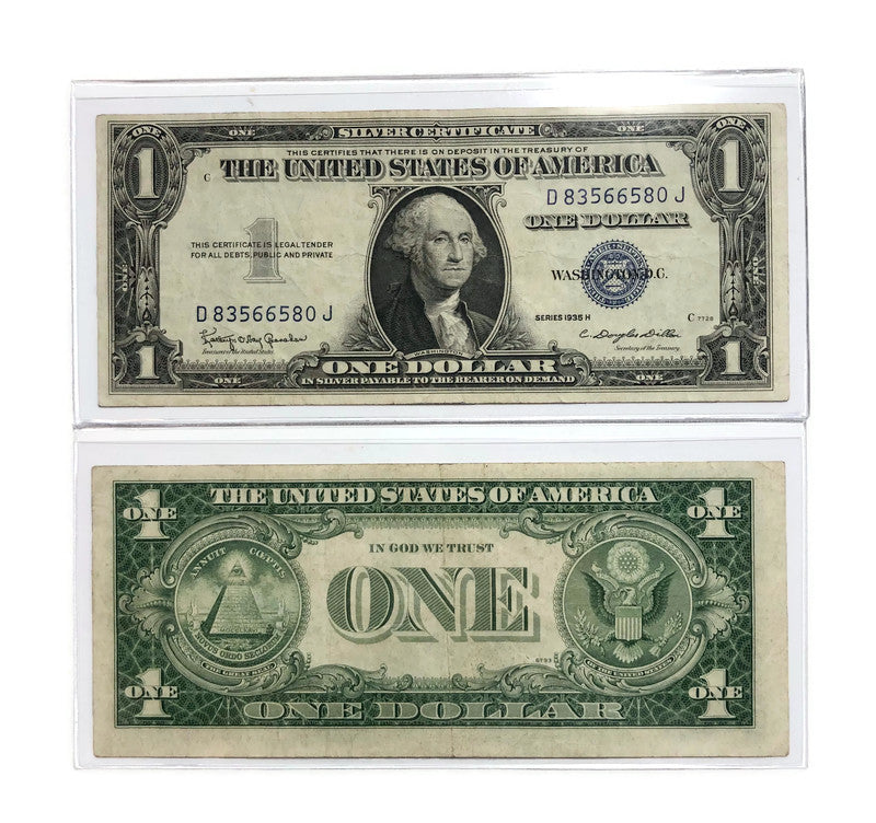 1935 G,H -$1 SILVER CERTIFICATE BLUE SEAL, W/MOTTO ,  BETTER GRADE VF/XF