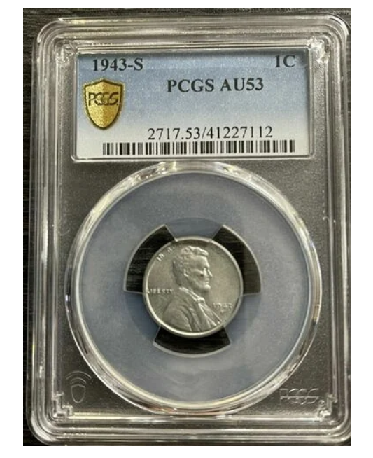 1943-S (San Francisco Mint) PCGS AU53 Original Wartime Emergency Issue Steel LINCOLN CENT-Rare