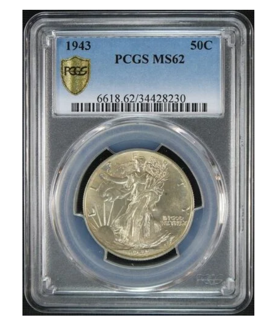 1943 Walking Liberty Silver Half Dollar Coin US Mint PCGS MS62-Rare