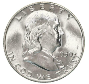 1950 Franklin 90% Silver Half Dollar High Grade Coin ,Nice Luster BU