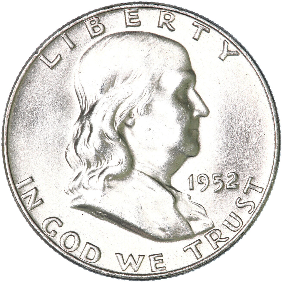 1952-D FRANKLIN 90% SILVER HALF DOLLAR BETTER DATE ,NICE LUSTER BU-RARE