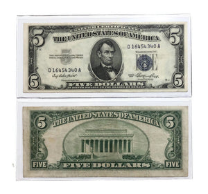 (1) SILVER CERTIFICATE -1953-A,B $5  BLUE SEAL Note  BETTER GRADE F/VF