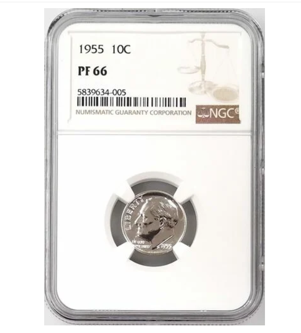 1955 90% Silver Proof Roosevelt Dime certified NGC PF 66 -Rare