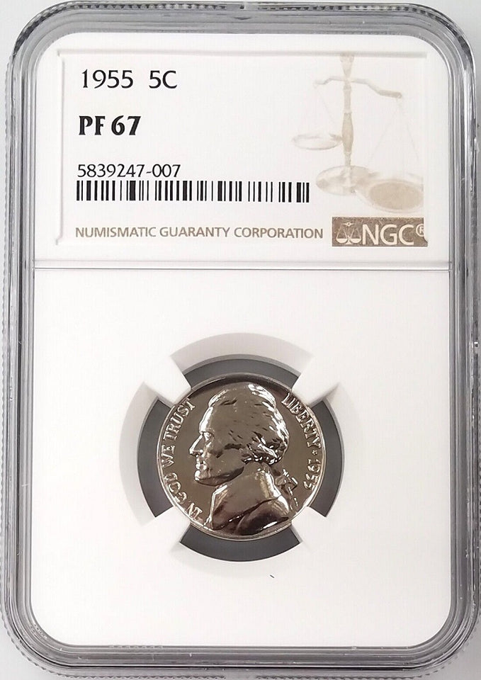 1955 Proof Jefferson Nickel NGC PF-67- Deep Cameo Colorful- Rare