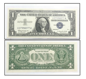 1957 $1 Silver Certificate  Blue Seal  High Grade  AU/BU