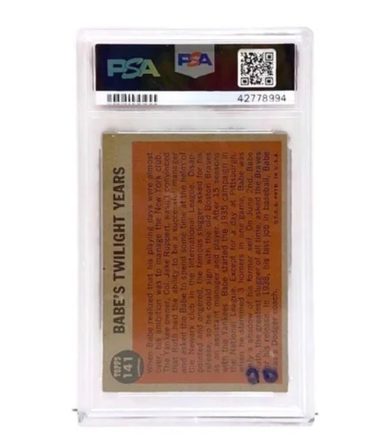 Original 1962 Topps #141 - BABE RUTH Special / The Twilight Years - PSA AUTHENTIC - YANKEES