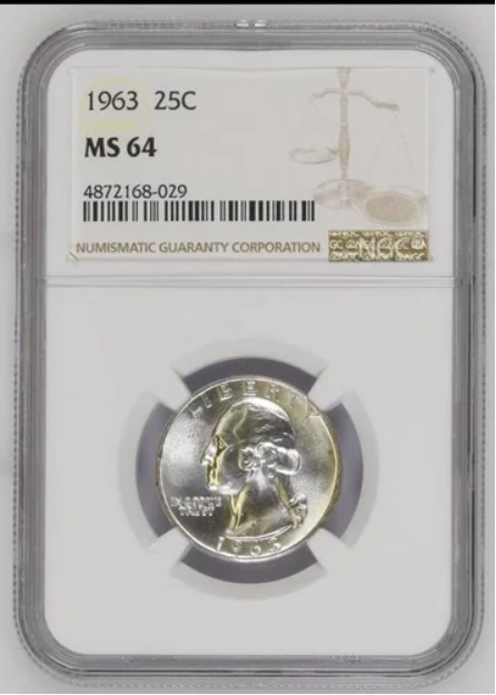 1963 WASHINGTON SILVER QUARTERS NGC MS64