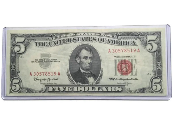 Series 1963 $5 Five Dollar Note Red Seal High Grade Almost UNC *Random* AU