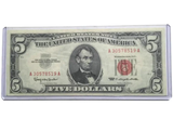 Series 1963 $5 Five Dollar Note Red Seal High Grade Almost UNC *Random* AU