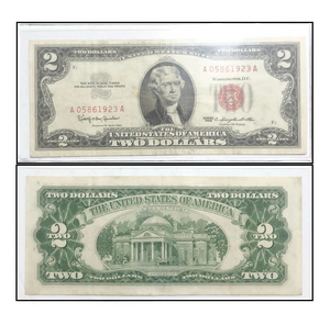 Series-1963 A B C -Two Dollar Bill Red Seal Note Nice Circulated VF or Better *Random*