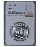 1963 Franklin Silver Half Dollar NGC MS64