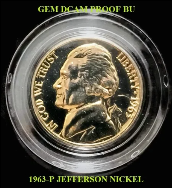 1963-P Jefferson Nickel ,GEM DCAM PROOF, Brilliant Uncirculated BU