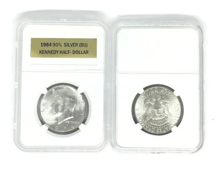 1964 Kennedy 90% Silver Half Dollar US Mint, First Year of Issue W/ Premier Slab - LUSTER - rare (BU)