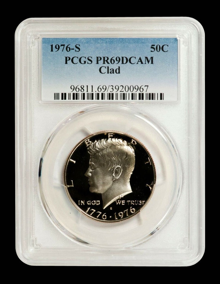 1976-S Kennedy Half Dollar PCGS PR69DCAM :NICE BRIGHT FRESHLY GRADED COIN.