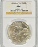 1983-S LA Olympic Silver Dollar Commemorative NGC MS69