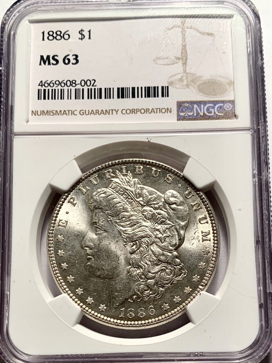 1886 $1 MORGAN SILVER DOLLAR BETTER DATE  NGC MS62-RARE