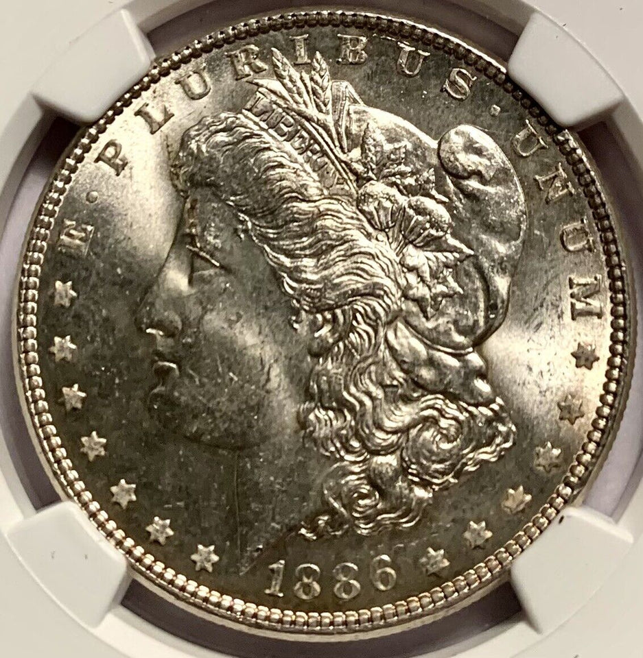 1886 $1 MORGAN SILVER DOLLAR BETTER DATE  NGC MS62-RARE