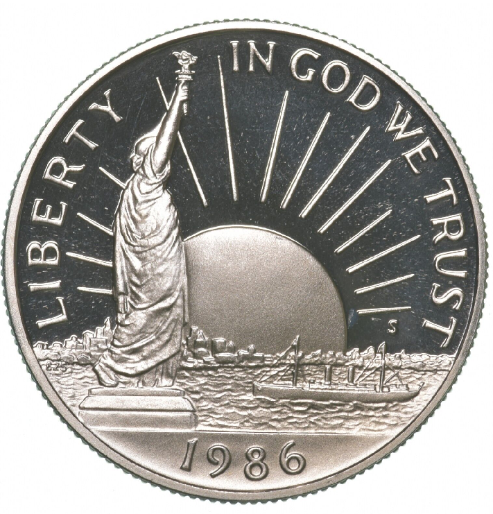 1986-S Statue of Liberty Centennial GEM Proof Commemorative Half Dollar in Premium Slab holder -BU