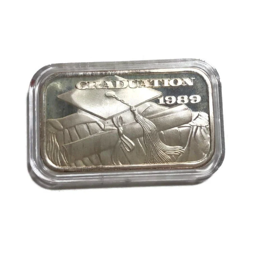 1989 SilverTowne Mint Graduation Silver Art Bar