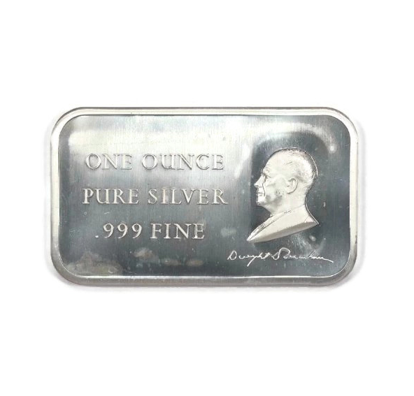 1972 Eisenhower 1 oz 999 Fine Silver Art Bar