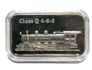 Vintage Class Q 4-6-2 Locomotive Train 1 oz .999 Fine Silver Art Bar -Rare