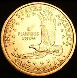 2000 P Sacagawea Dollar First Year of Issue 24K Gold Enriched US Mint Coin in Gem BU