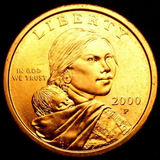 2000 P Sacagawea Dollar First Year of Issue 24K Gold Enriched US Mint Coin in Gem BU