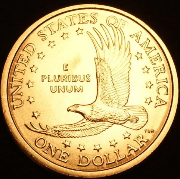 2000 D Sacagawea Golden Dollar With Eagle in Flight Reverse US Mint Coin in Gem BU