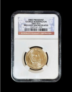 (1) 2007 P, D S Washington President Dollar,24K Gold Enriched ,NGC Brilliant Uncirculated