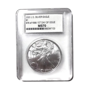 2005 AMERICAN SILVER EAGLE 1 in 1000 1ST DAY OF ISSUE MS70