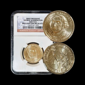 (1) 2007 P, D S Washington President Dollar,24K Gold Enriched ,NGC Brilliant Uncirculated