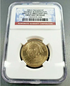 (1) 2007 P, D S Washington President Dollar,24K Gold Enriched ,NGC Brilliant Uncirculated