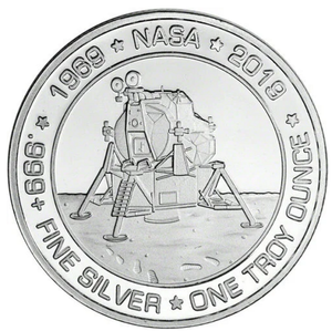 2019 1oz Silver Towne Apollo 11 - NASA 50th Anniversary .999 Fine Silver Round BU