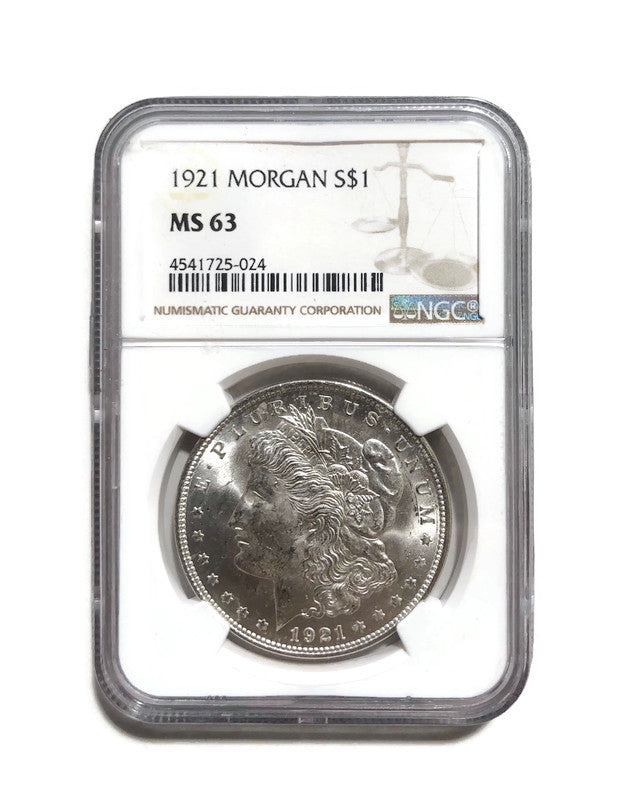 1921 Morgan Silver Dollar - NGC MS63 - Great Luster! Final Year of Issue