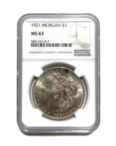 1921 Morgan Silver Dollar - NGC MS63 - Great Luster! Final Year of Issue