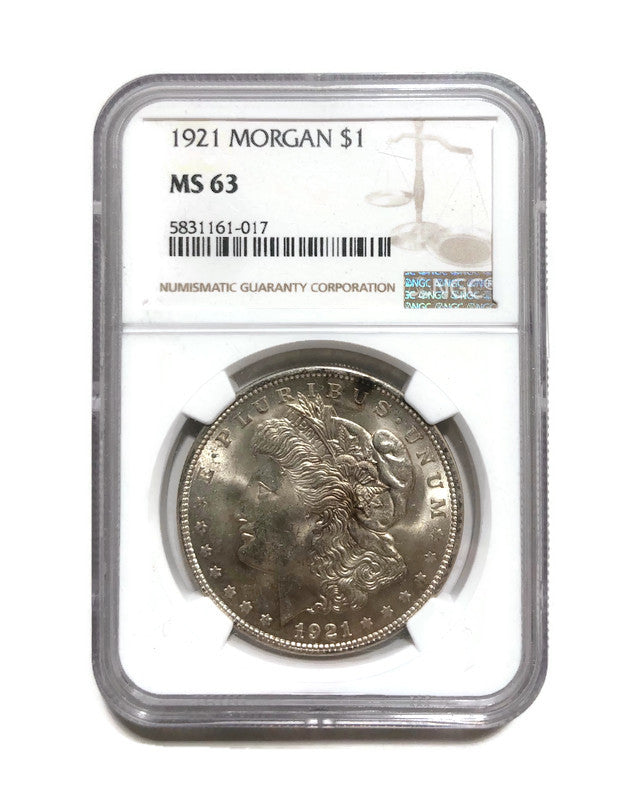 1921 Morgan Silver Dollar - NGC MS63 - Great Luster! Final Year of Issue