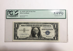 Star Note-1957 $1 Silver Certificate Currency PCGS Genuine Choice About New 53PPQ