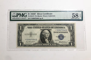 Star Note-1935-F $1 Silver Certificate Blue Seal Note Choice About UNC PMG 58EPQ