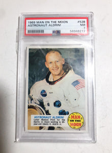 Original-1969 Topps Man on The Moon #52B Astronaut Buzz Aldrin PSA 7 NM-Rare